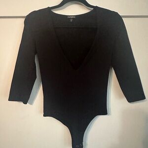 Express Black V-Neck Bodysuit